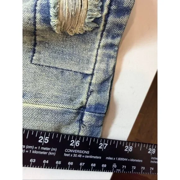 Hengsheng Jeans Women's Size 30 Light Wash Denim Patchwork Straight Leg Jeans - Picture 6 of 16